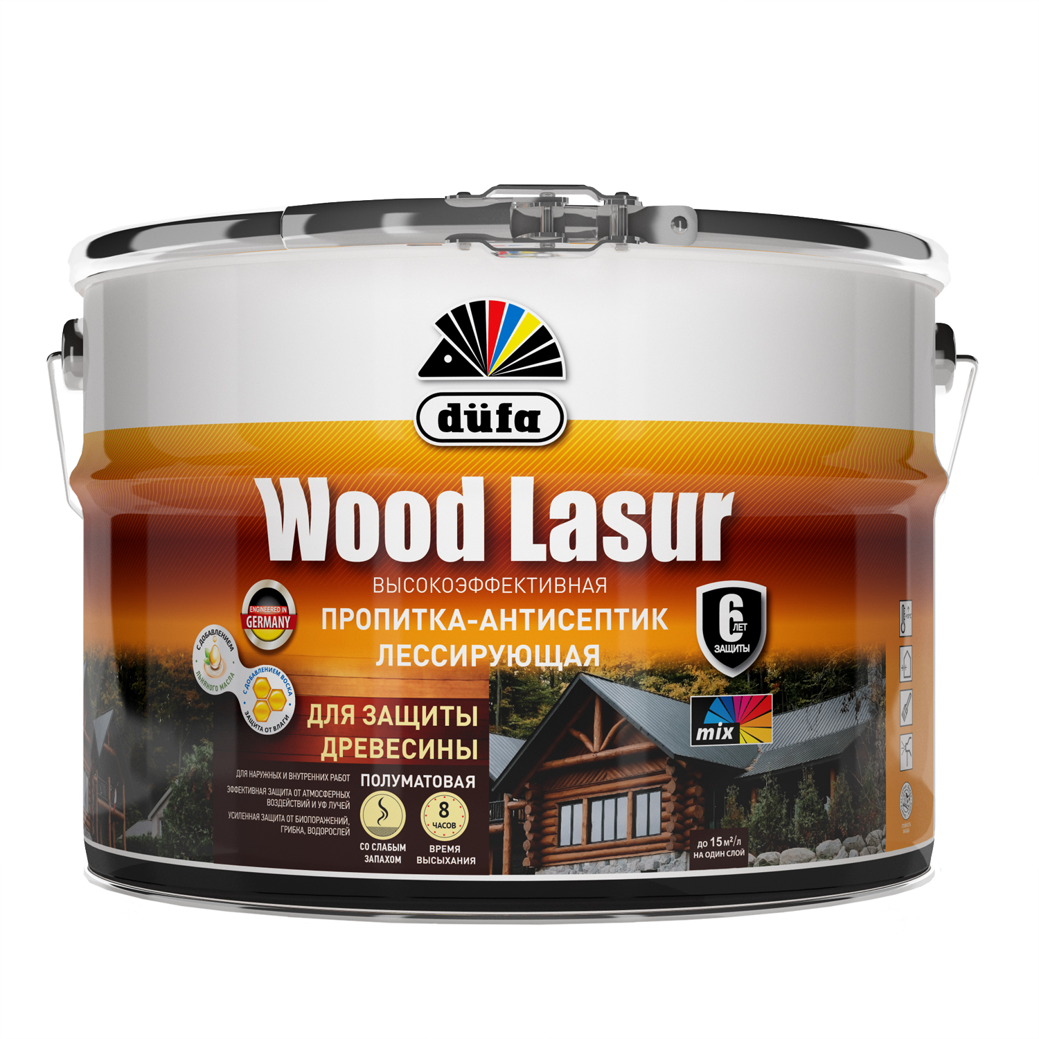 Пропитка для дерева Dufa Wood Lasur Сосна, 9 л средство для удаления плесени и других биопоражений dec