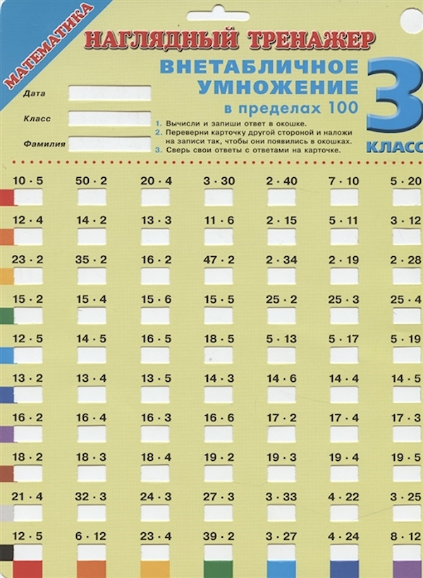 

Наглядный тренажер. Математика. 3 класс. Внетабличное умножение в пределах 100