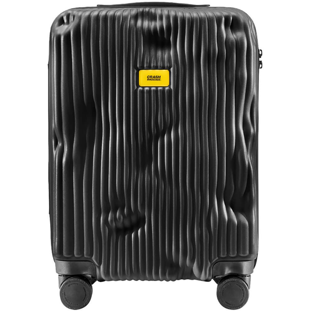 Чемодан унисекс Crash Baggage STRIPE Cabin 4w чёрный, 55х40х22 см