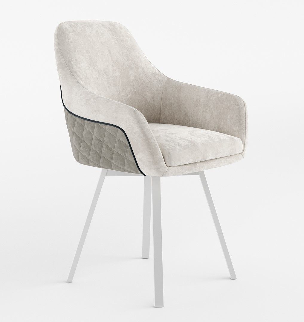 

Cтул ArtGenesis Moby Monaco, велюр, вращающийся, белые ножки, цвет жемчужный серый, Moby Monaco