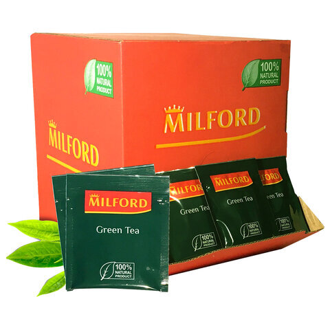 Чай MILFORD Green tea, зеленый, 200 пакетиков в конвертах по 1,75г, ш/к 18419, 6991 РК