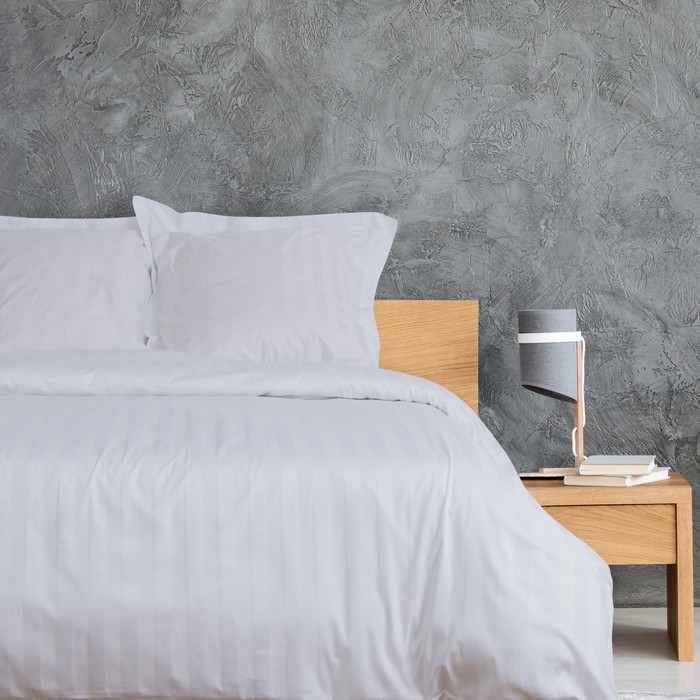 

Комплект постельного белья Этель. 1.5 спальное, Белый, 187 х 232, Хлопок, Страйп-сатин, Hotel