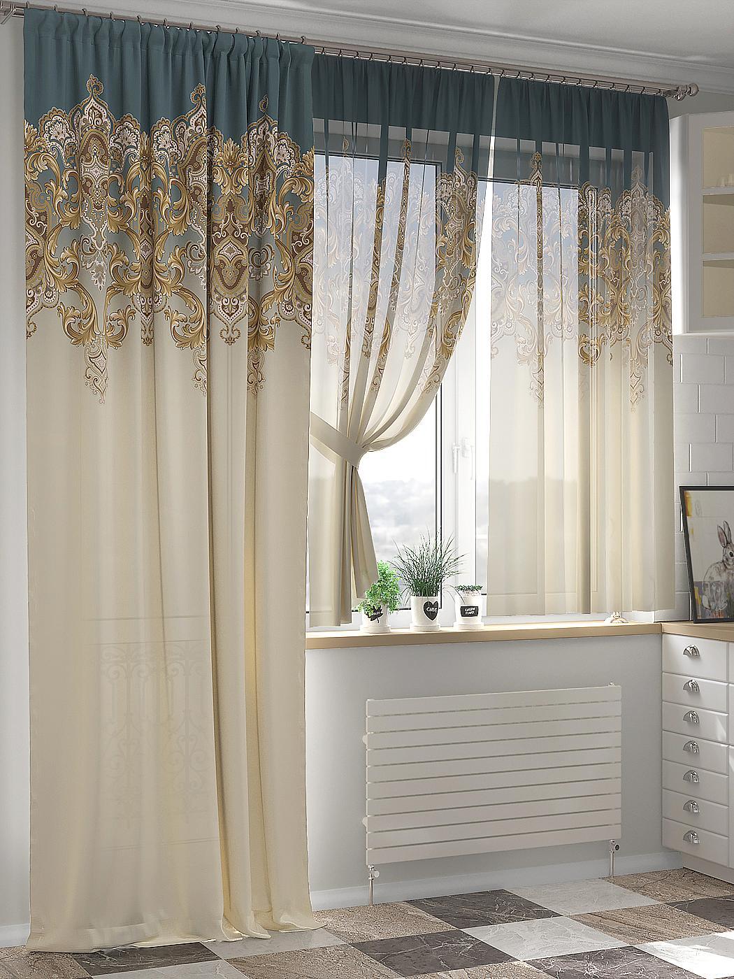 

Комплекты штор AT HOME Мариолин высота 260 см, ширина 150 см, Бежевый, 524139