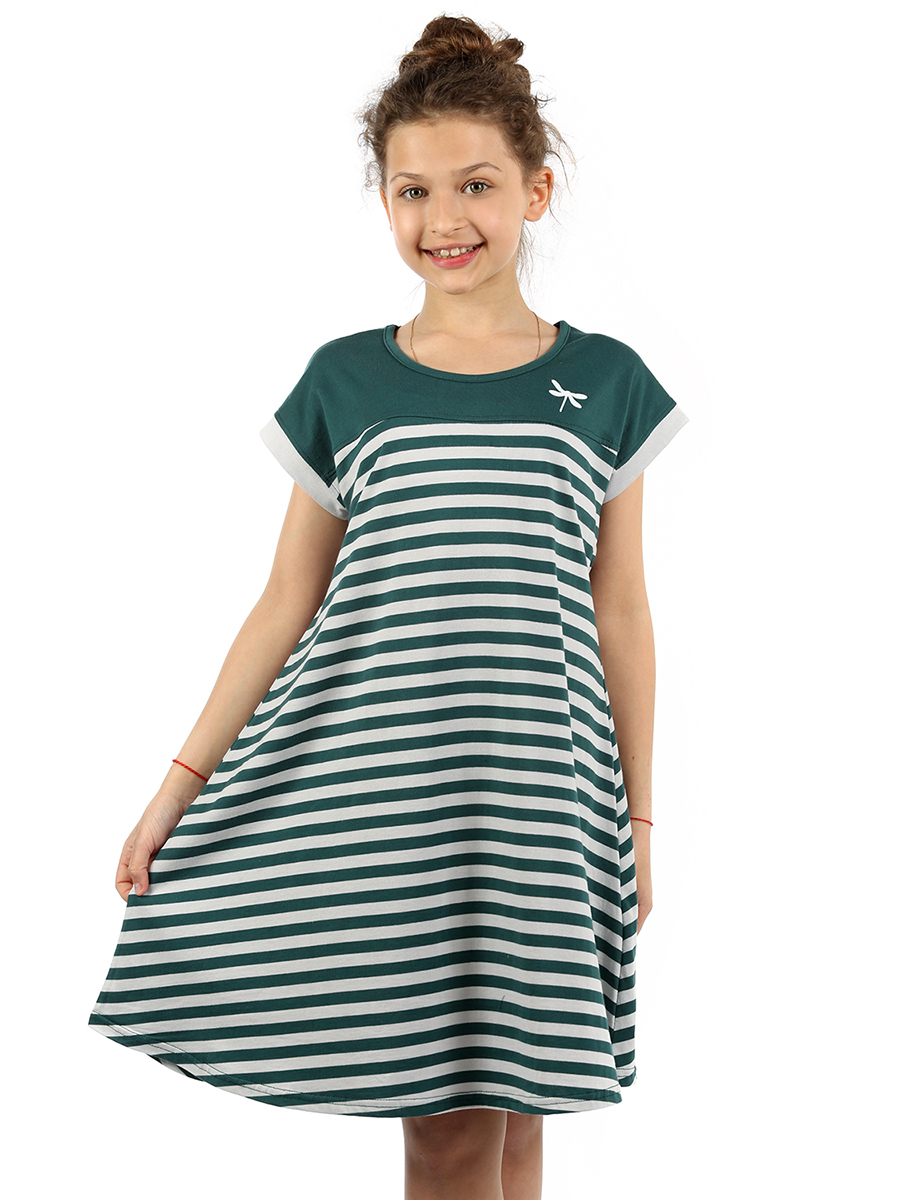 Платье детское N.O.A. 11524, зеленый белый, 134
