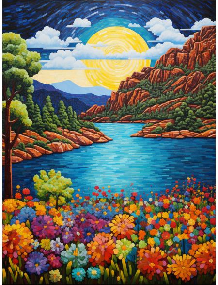 

Алмазная мозаика на подрамнике Озеро, 50x40 см, 50 цветов, 67855, ПРА-498