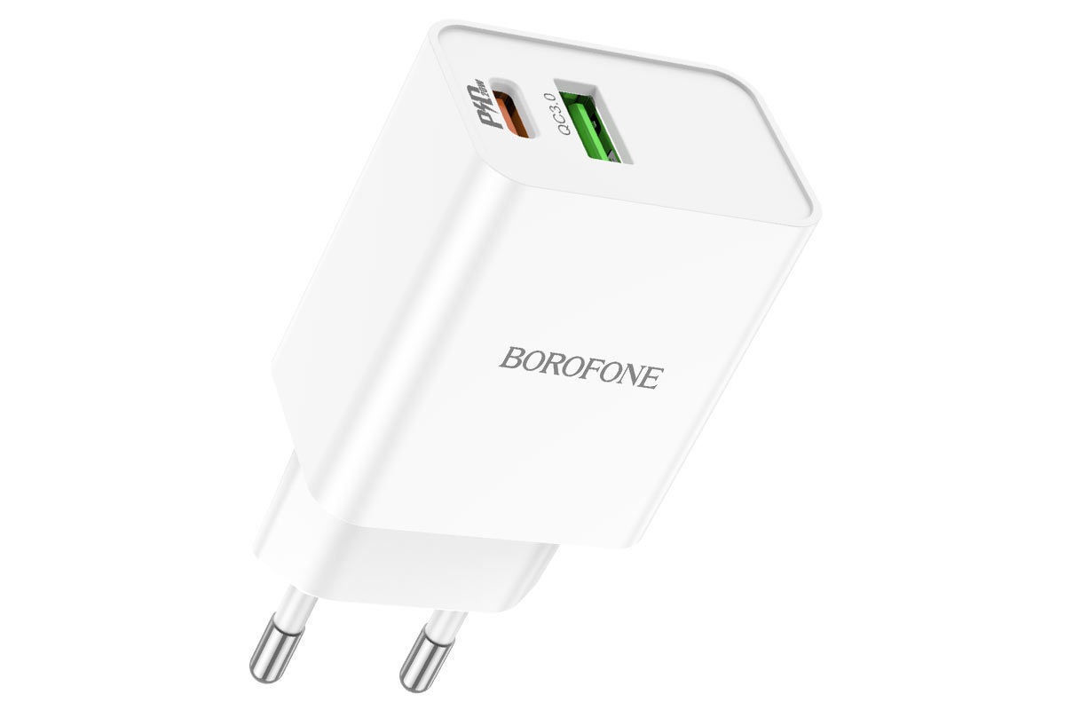 

Сетевое зарядное устройство Borofone 1xUSB, 1xUSB Type-C 3.1 А белый