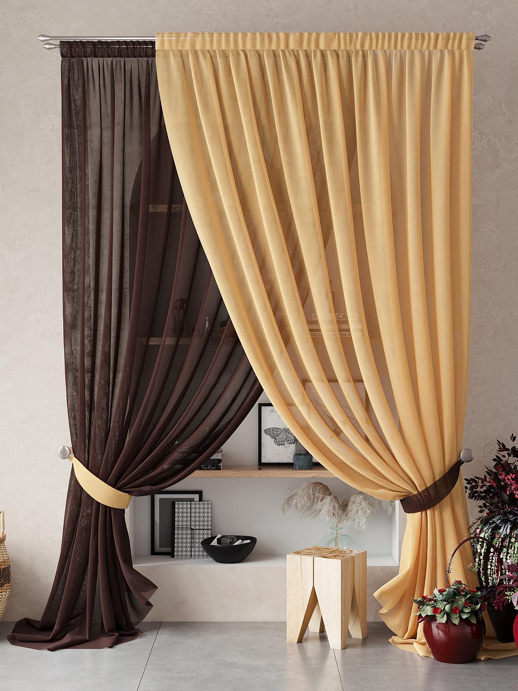 

Комплекты штор AT HOME Нариа высота 260 см, ширина 300 см, Коричневый, 207252-260