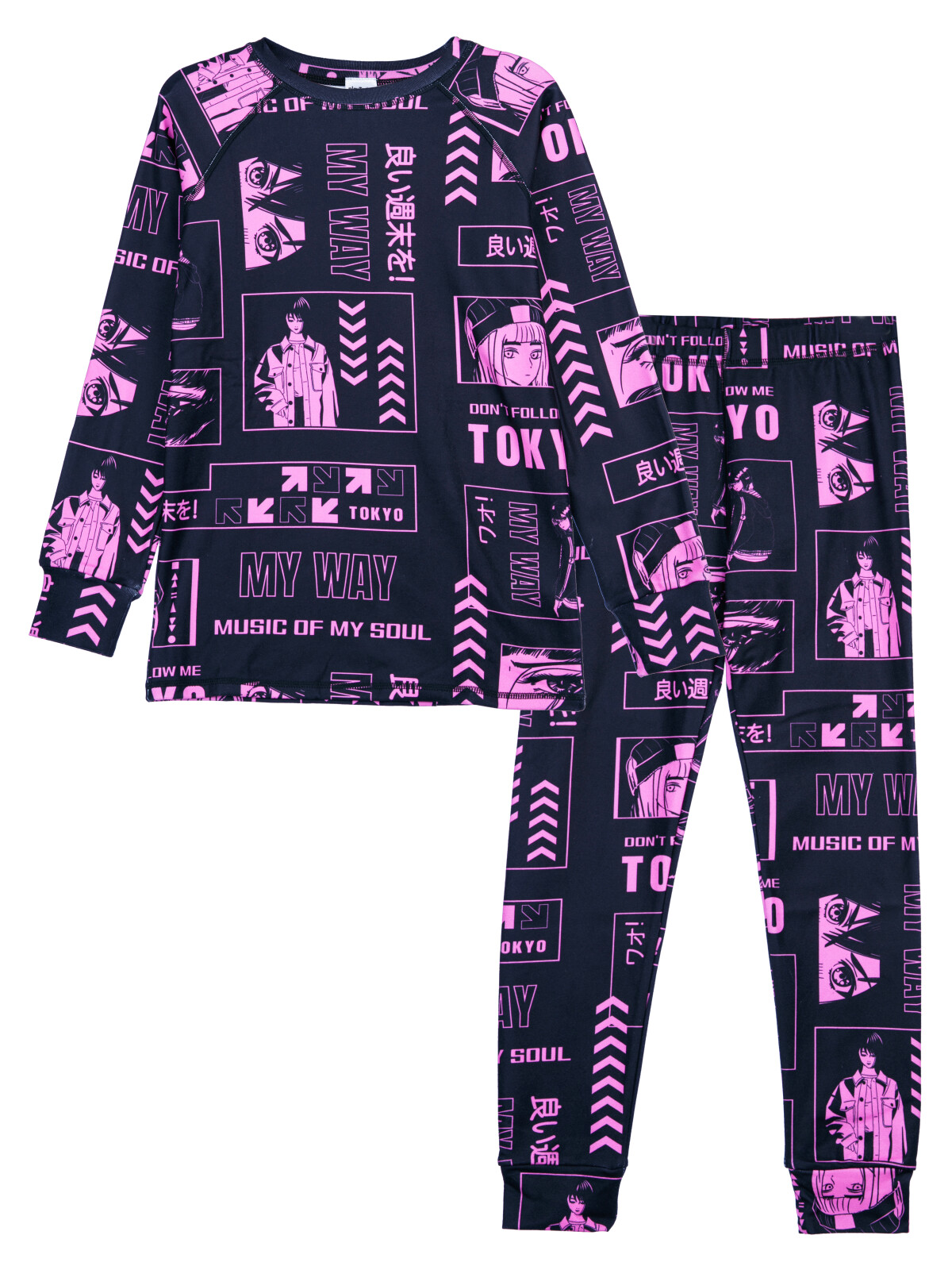 Термокомплект для девочек PlayToday: брюки, толстовка, черный,фиолетовый, 164