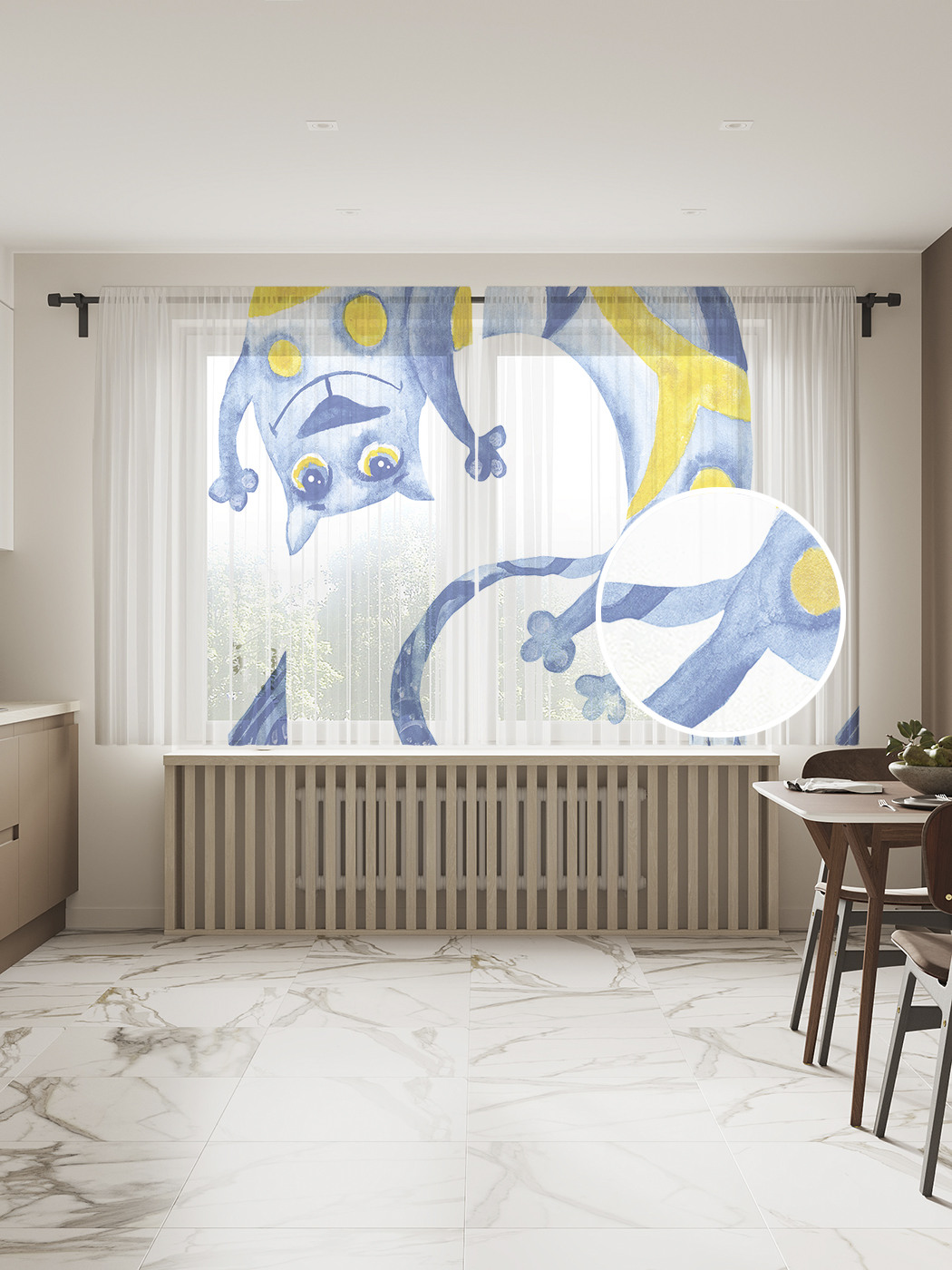 

Фототюль JoyArty "Счастливый кот", 145x180 см (2 полотна со шторной лентой + 50 крючков), Счастливый кот