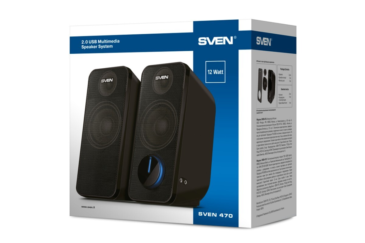 

Колонки компьютерные Sven 470 Black (SV-016326), Черный, 470