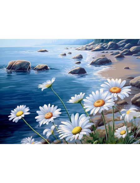

Алмазная мозаика на подрамнике Ромашки, 40x30 см, 50 цветов, 67782, ПРА-491