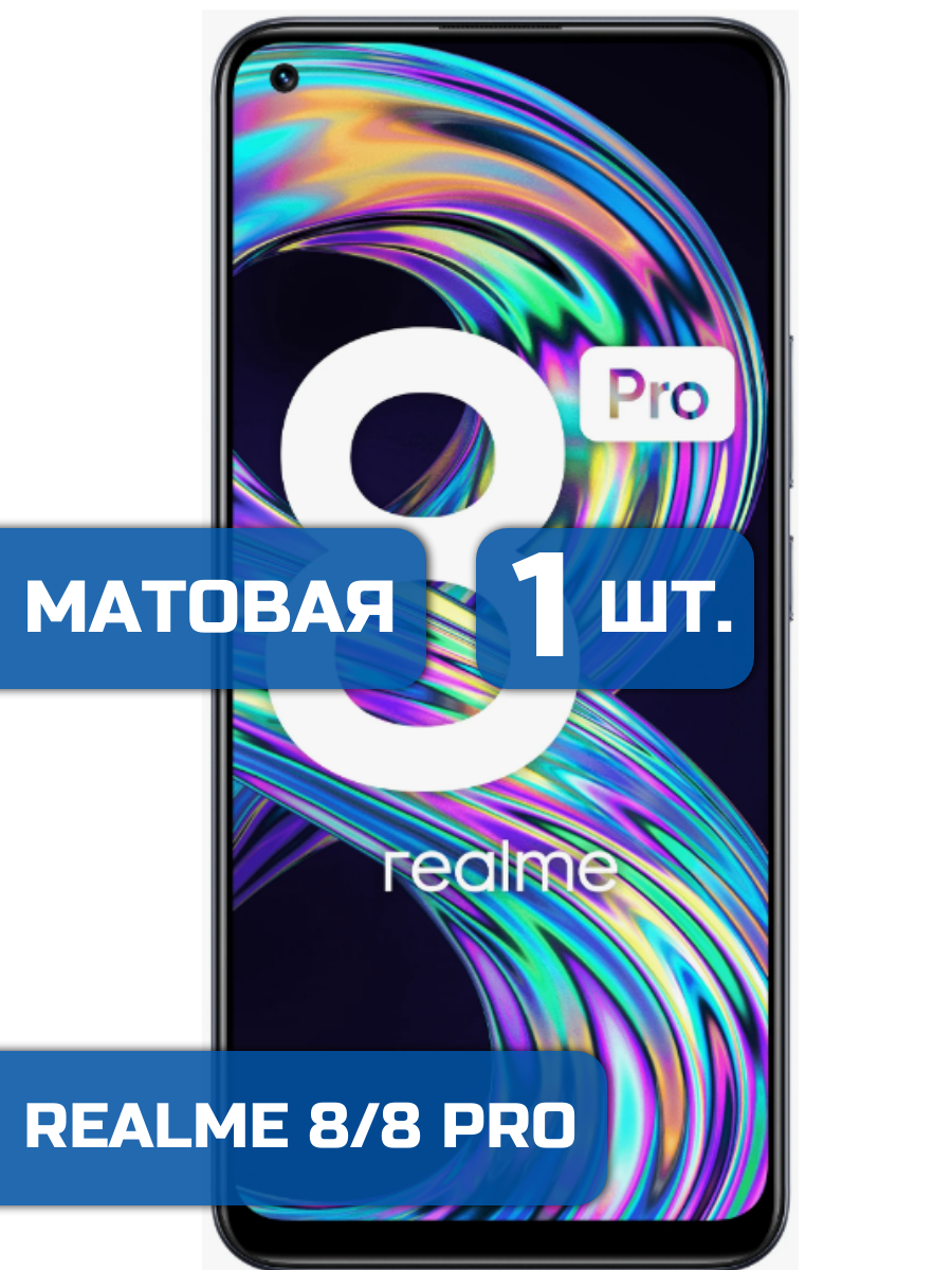 

Матовая защитная гидрогелевая пленка на экран телефона Realme 8 и Realme 8 Pro (1шт)