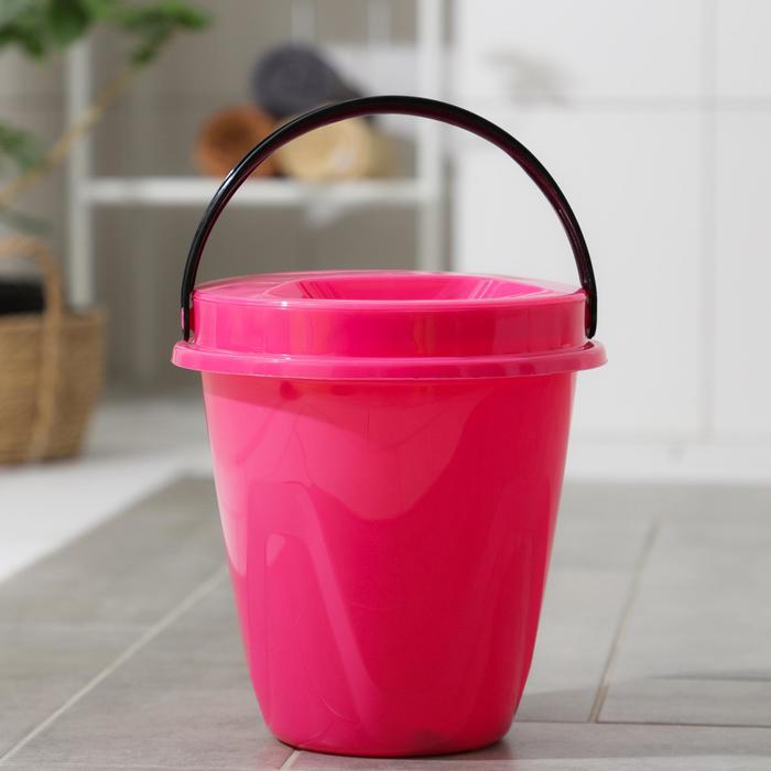 фото Ведро с крышкой «лайт», 5 л, цвет розовый радиан