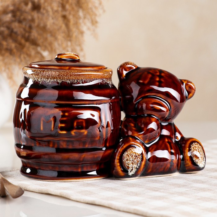 

Бочонок Мишка с мёдом, коричневый, керамика, 0.7 л