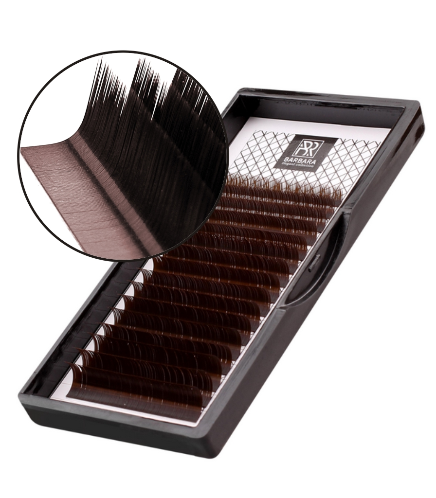 

Ресницы для наращивания Barbara Dark Brown, D, 0.06, 7-12 mm, Коричневый