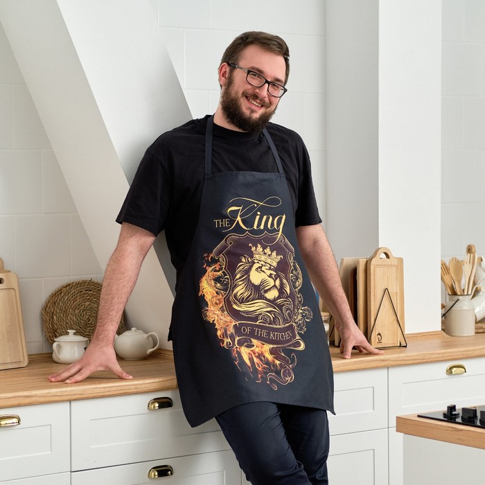 

Фартук "Этель" The King of the kitchen 73х71 см, 100% хлопок, саржа 190 гр/м2, Черный;золотистый, Мужские фартуки