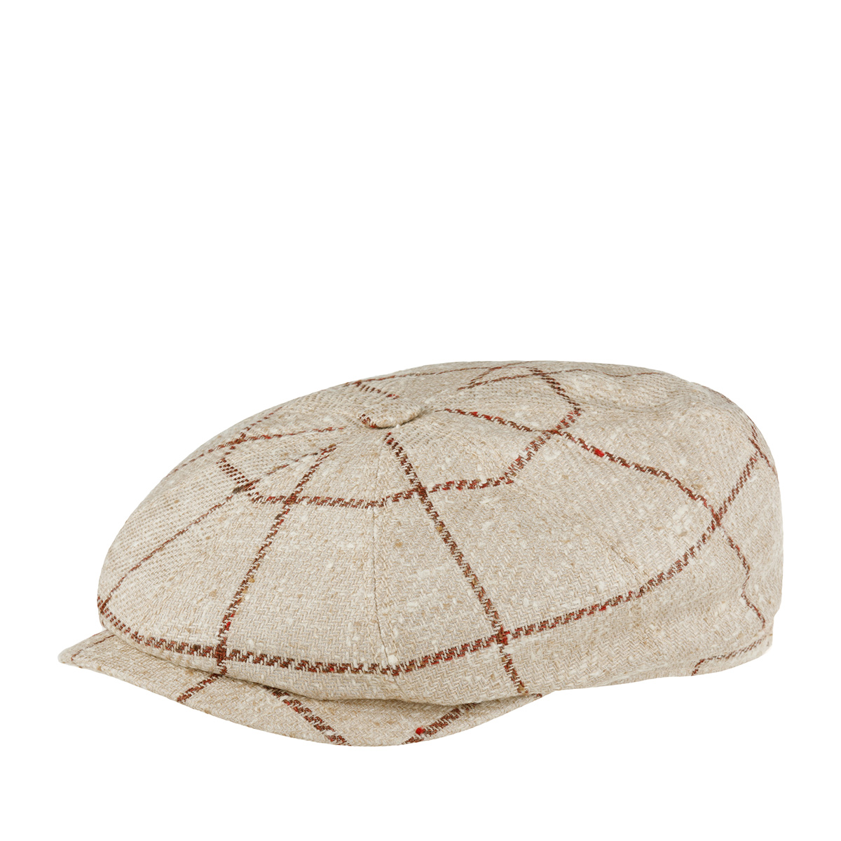 Кепка унисекс Stetson 6842301 HATTERAS WOOL/SILK CHECK бежевая, р.57