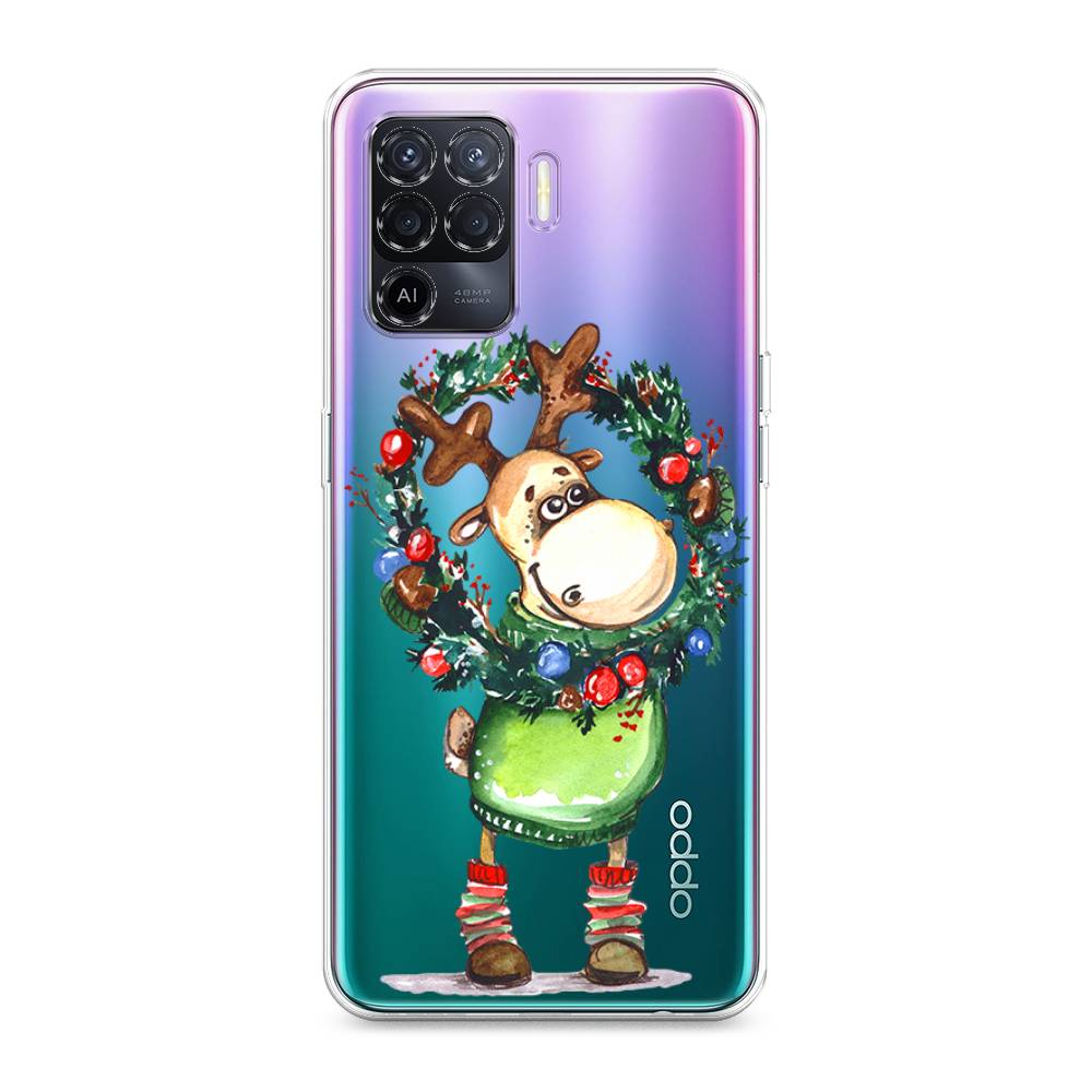 

Чехол для Oppo Reno 5 Lite "Олень с новогодним венком", 255150-4