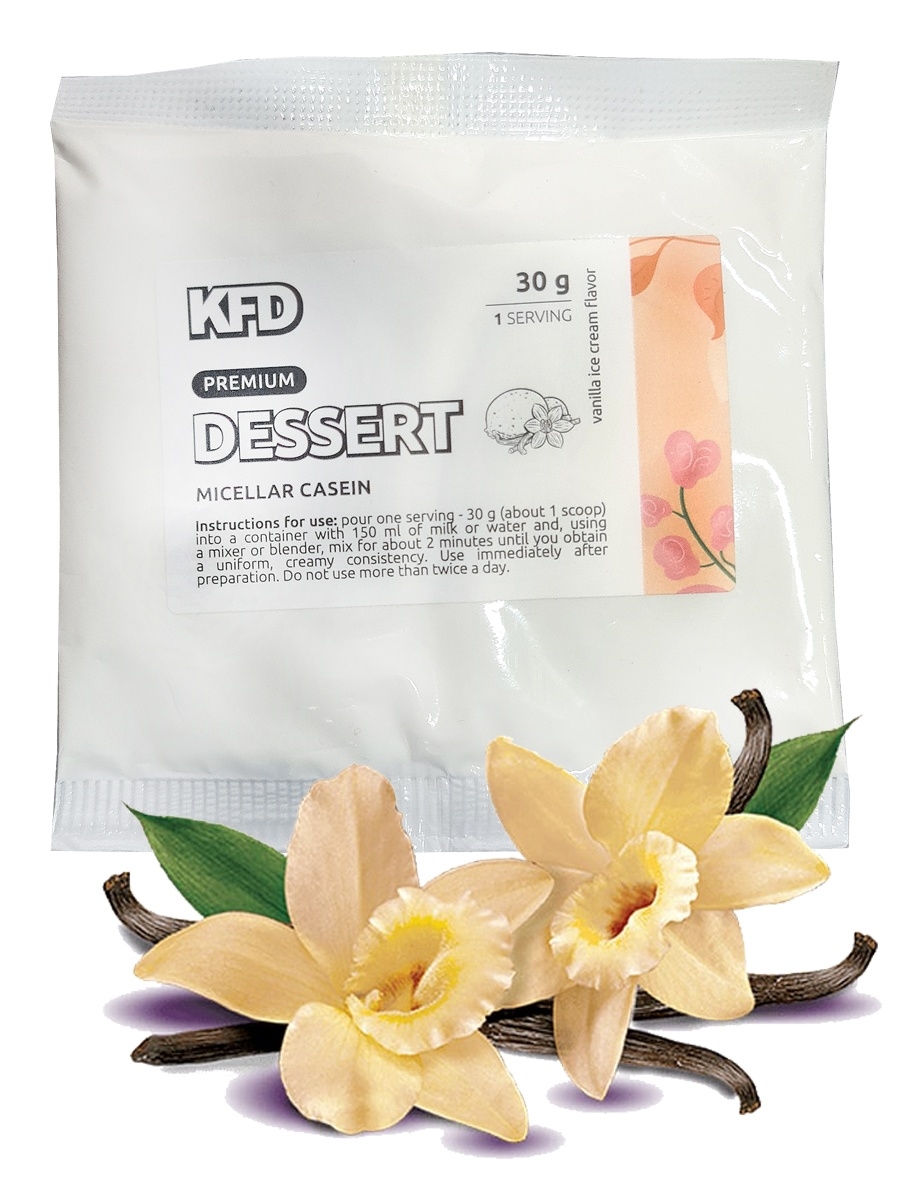 

Протеин KFD Premium Dessert Micellar Casein, 700 г, ванильный, Premium Dessert Micellar Casein