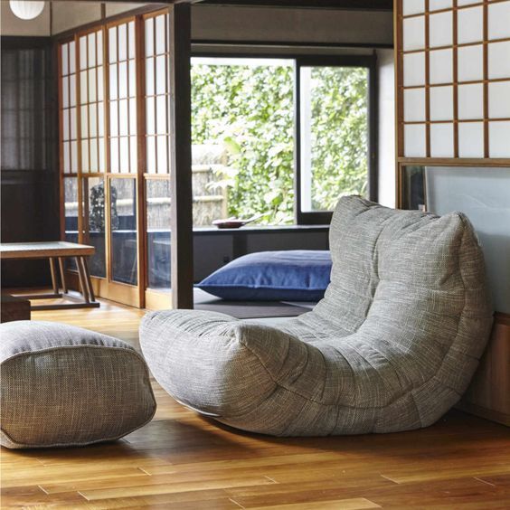 фото Бескаркасное кресло с оттоманкой ambient lounge - acoustic lounge - eco weave (бежевый)