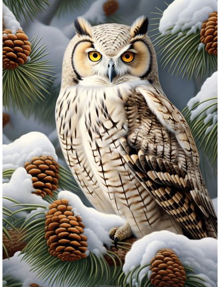 

Алмазная мозаика на подрамнике Совушка, 90x70 см, 50 цветов, 67611, ПРА-482