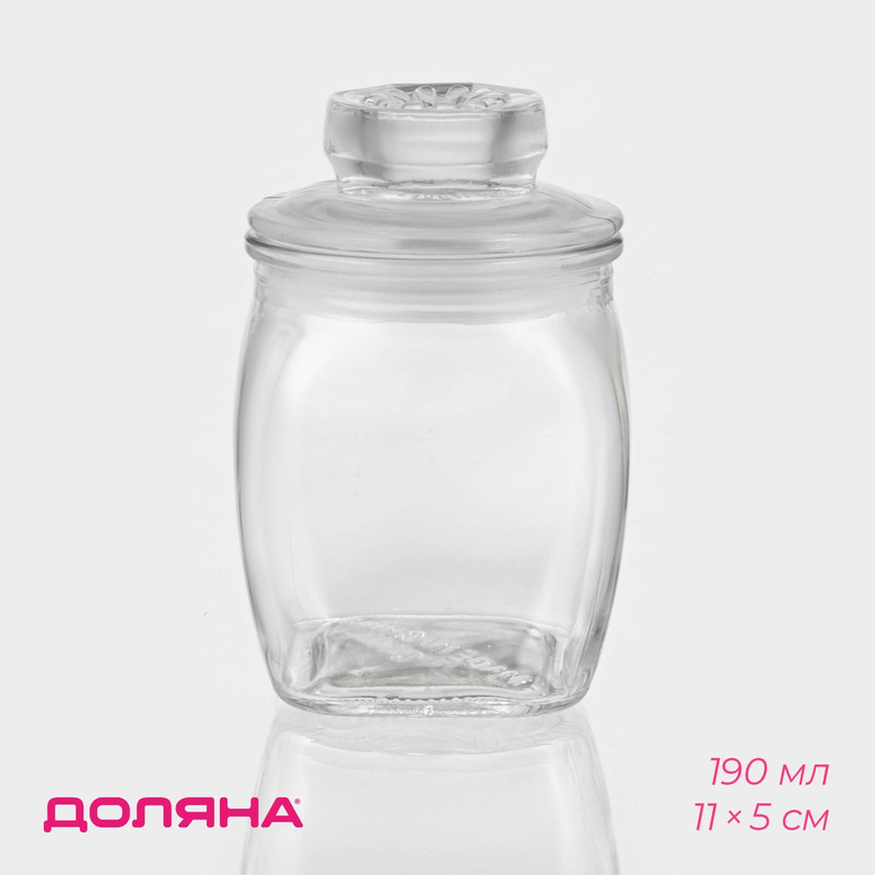 

Банка для сыпучих продуктов Доляна «Овал», 190 мл, 10x6 см, Прозрачный