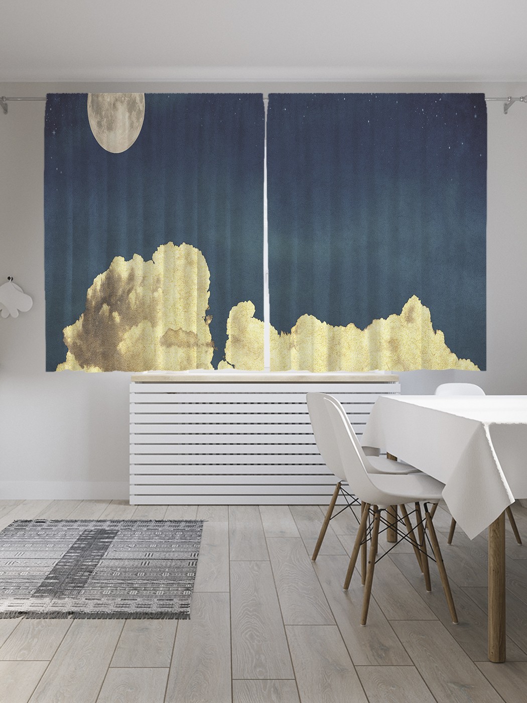 фото Классические шторы joyarty "ночные облака", серия oxford delux, 2 полотна 145x180 см
