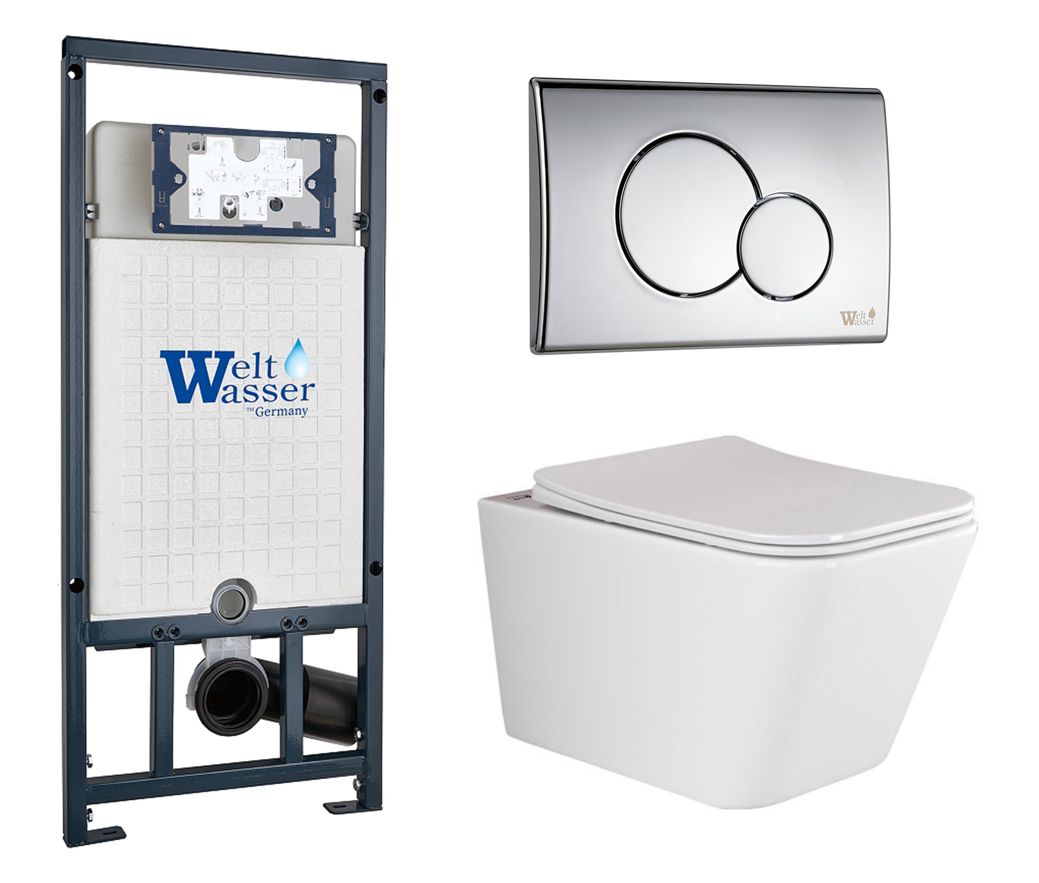 

Комплект: инсталляция WeltWasser Marberg 507 + унитаз Metric Rimless с кнопкой хром