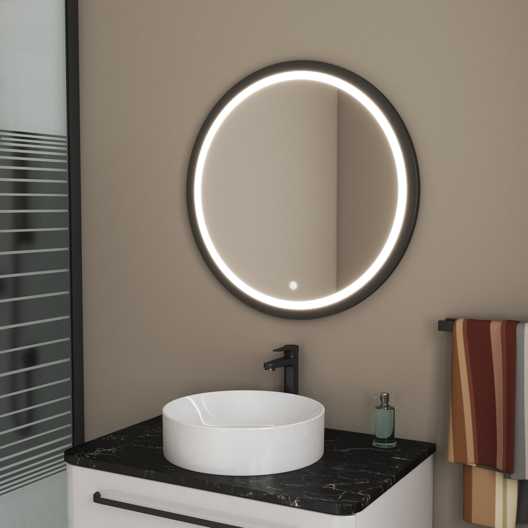 фото Зеркало bau loft d60, круглое, led подсветка, сенсорный выключатель bauedge