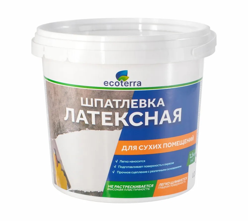 

Шпатлевка латексная ECOTERRA 8 кг, Белый, Шпатлевка латексная ECOTERRA 8 кг