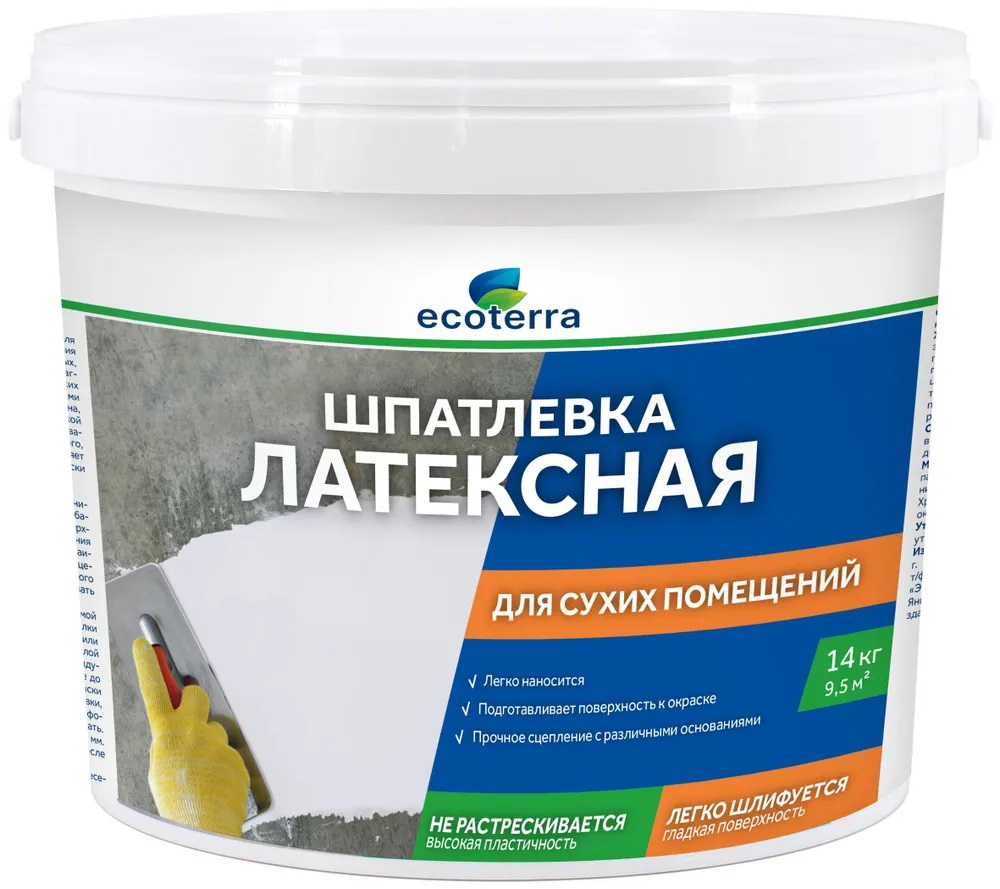 

Шпатлевка латексная ECOTERRA 14 кг, Белый, Шпатлевка латексная ECOTERRA 14 кг