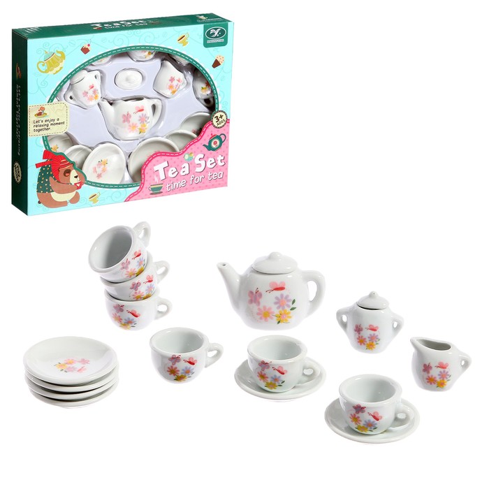 Набор керамической посуды «Чайный сервиз», 15 предметов набор для торта керамика 8 предметов круглый с лопаткой белый мрамор с золотом y4 6591