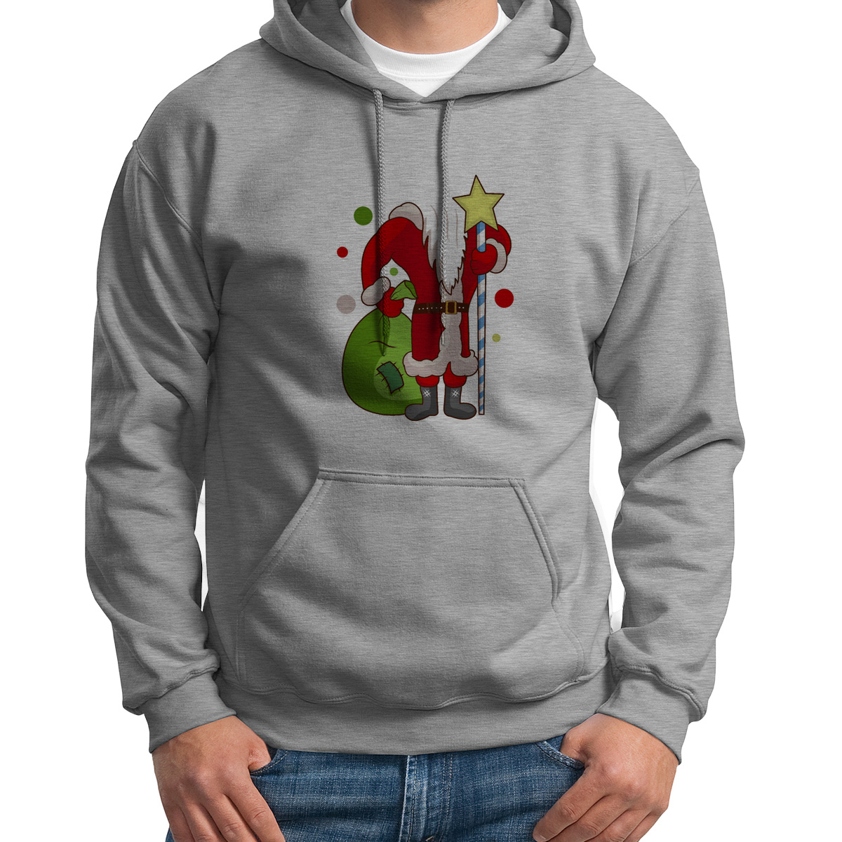 

Худи унисекс CoolPodarok Дед мороз есть пара серое 48 RU, S0113993