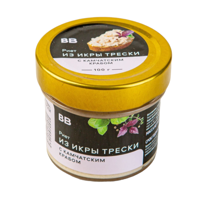 

Риет ВкусВилл из икры трески с камчатским крабом 100 г