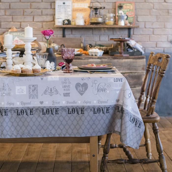 

Скатерть "Этель" Love 180х147 см, 100% хлопок, саржа 190 гр/м2, Серый, 000273457