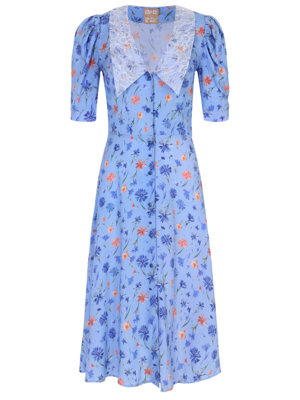Платье женское de fil blanc С-1-4 голубое 46 RU