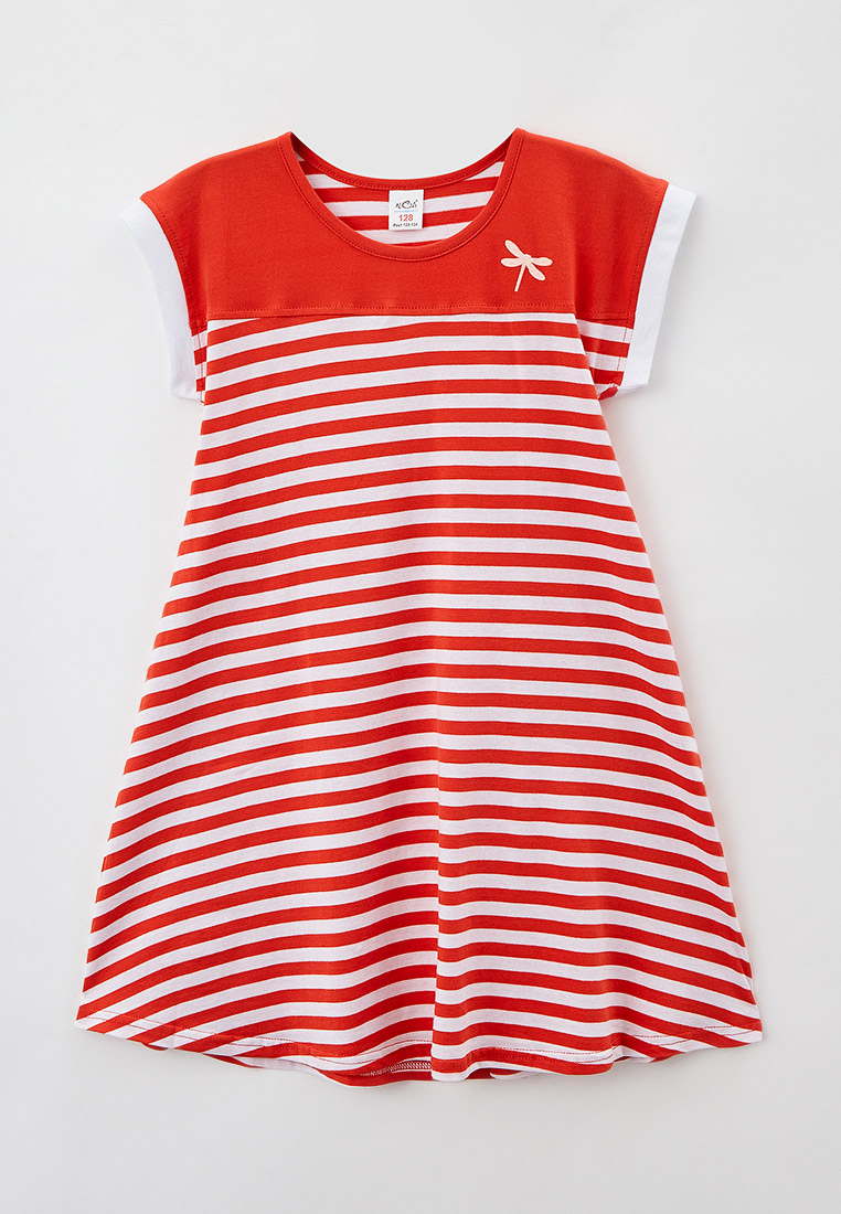 Платье детское N.O.A. 11524, красный белый, 128