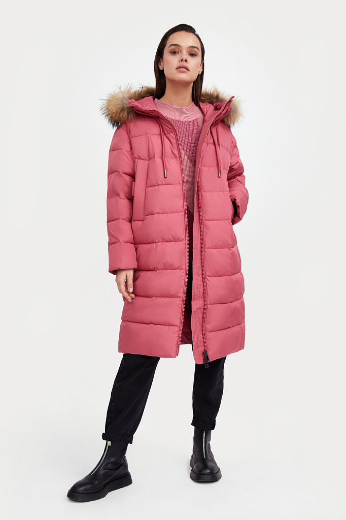 фото Пуховик-пальто женский finn flare w20-11019 розовый 46
