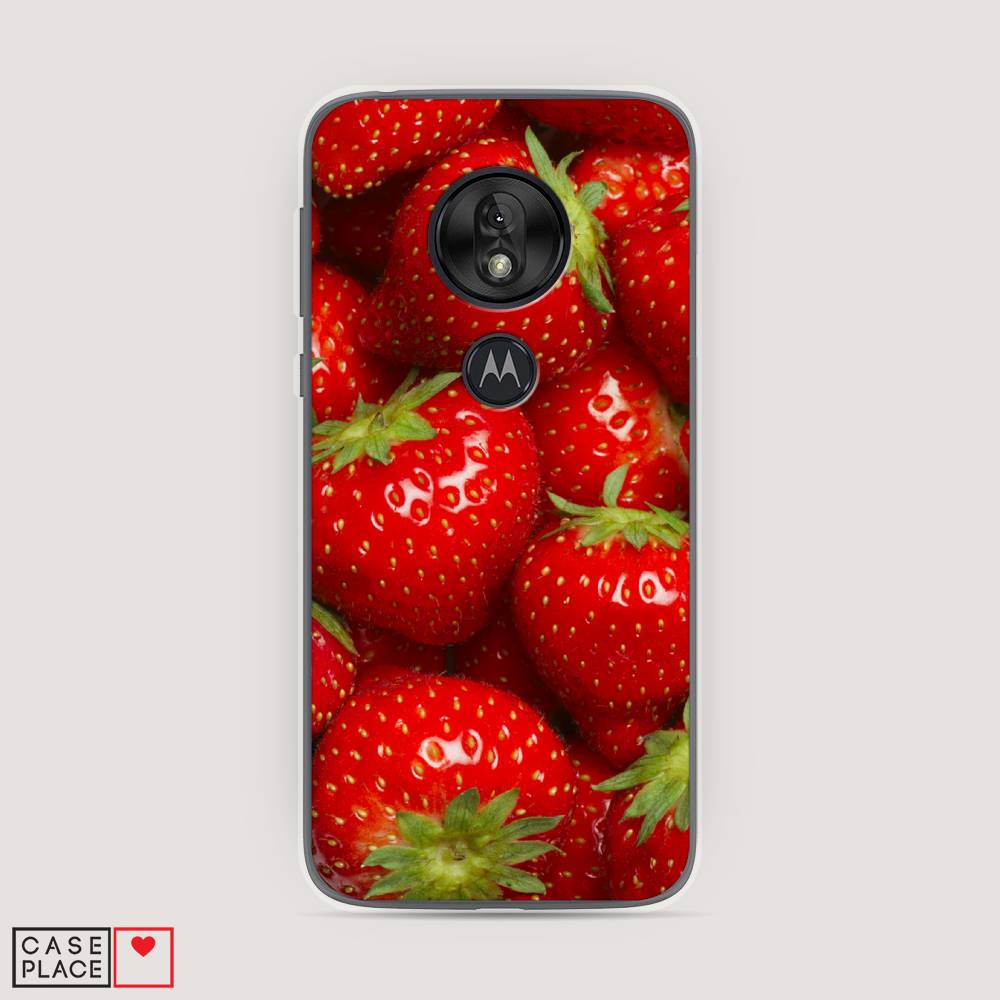 фото Силиконовый чехол "клубника" на motorola moto g7 play awog