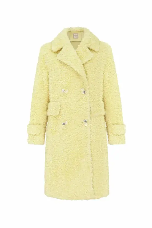 Шуба женская de fil blanc C-8-7 желтая 42 RU
