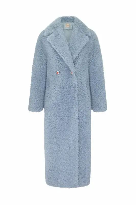 Шуба женская de fil blanc C-8-6 голубая 46 RU