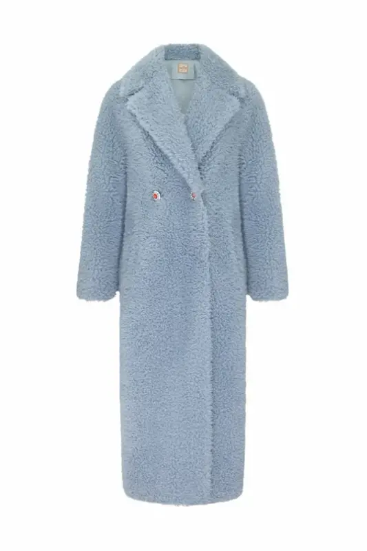 Шуба женская de fil blanc C-8-6 голубая 42 RU