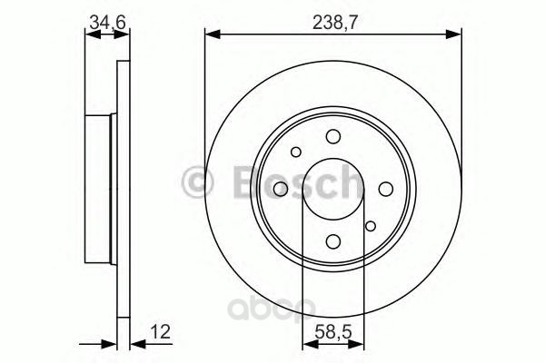 Тормозной диск Bosch передний для Lada 2108, 2109, 21099 0986479R61