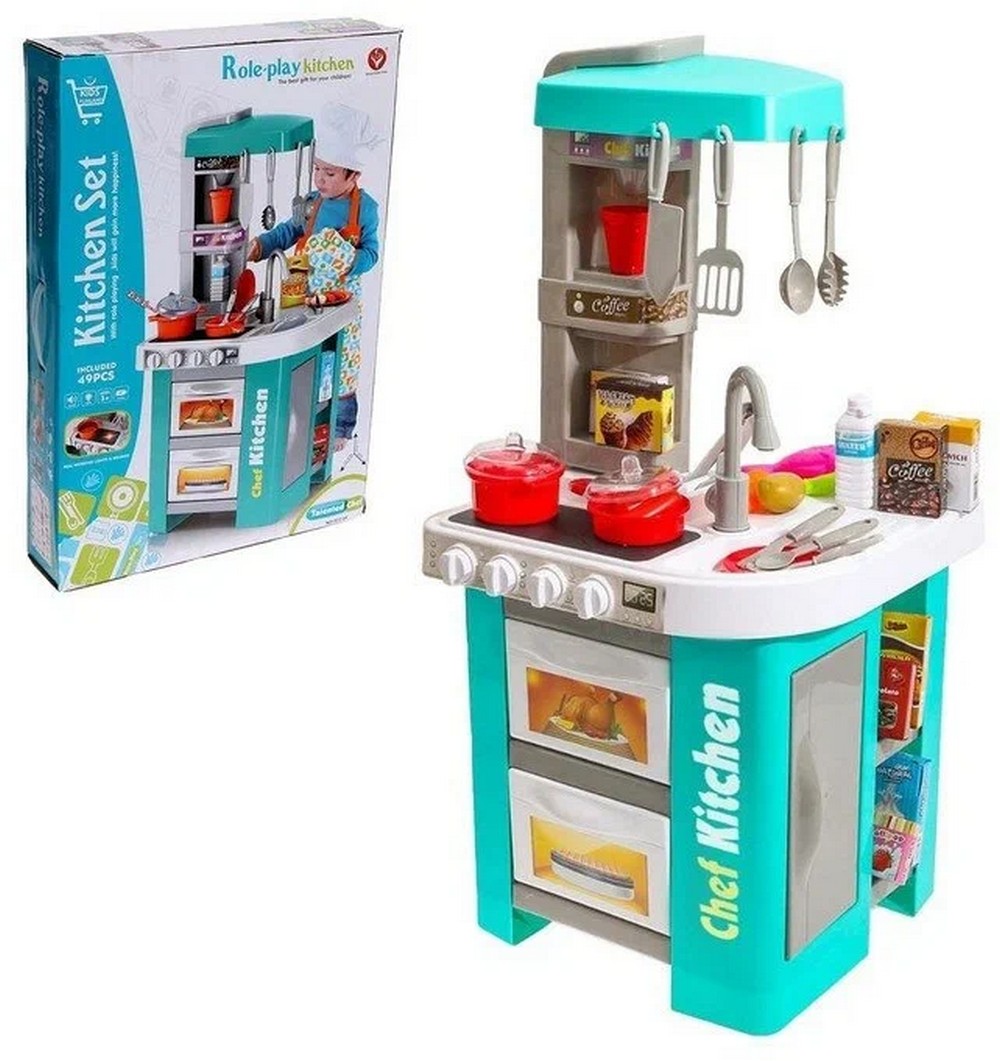 

Игровой модуль Кухня с аксессуарами, световые и звуковые эффекты, 49 предметов, Голубой