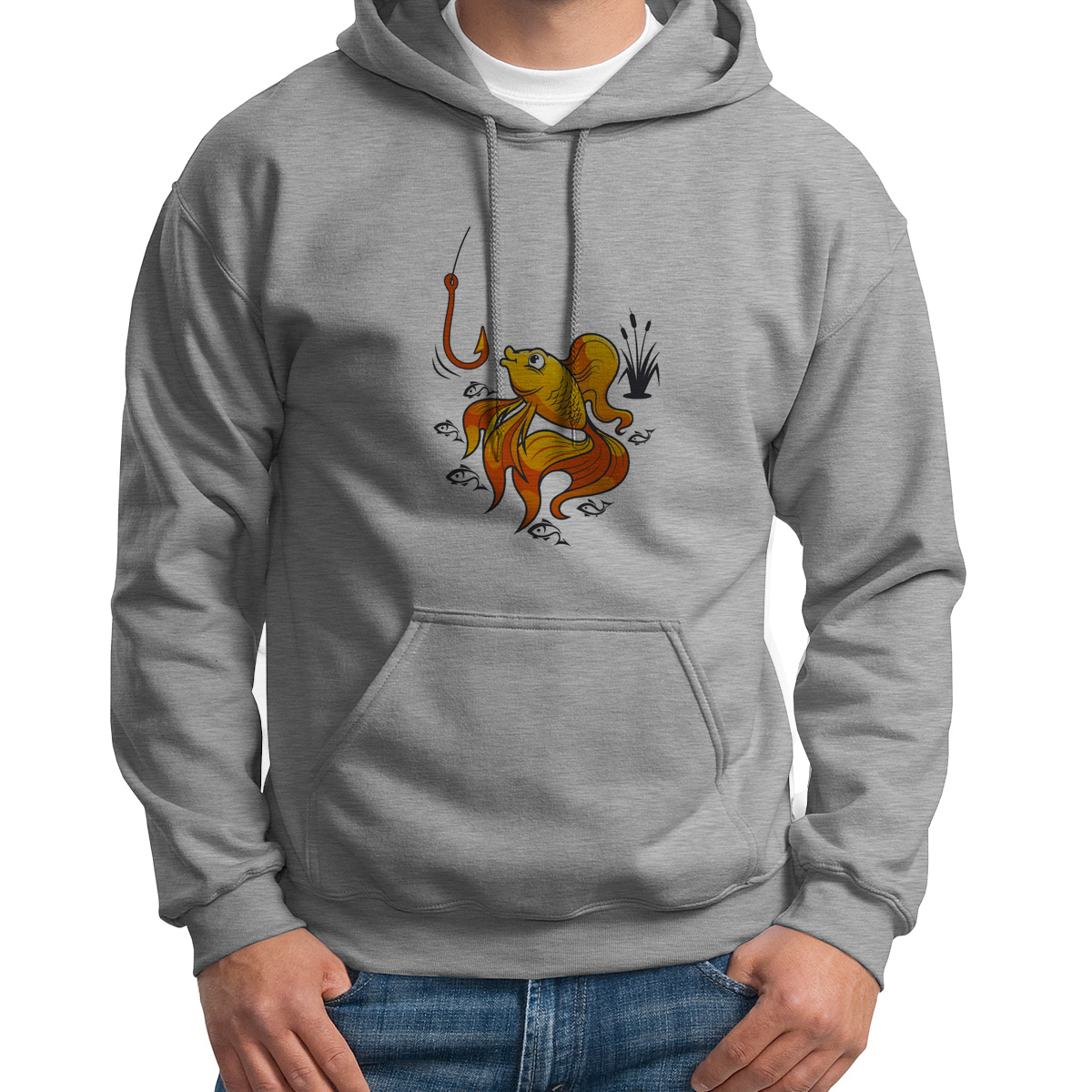 

Худи унисекс CoolPodarok рыбка серое 48 RU, S0113911