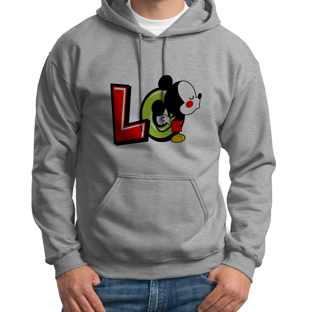 

Худи унисекс CoolPodarok Lo Love любовь серое 48 RU, S0113905