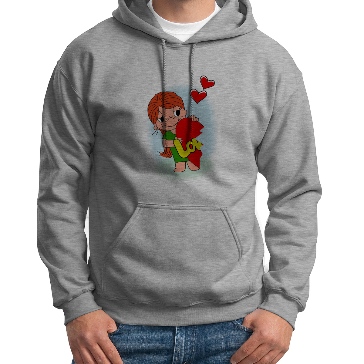 

Худи унисекс CoolPodarok LO LOVE серое 48 RU, S0113901