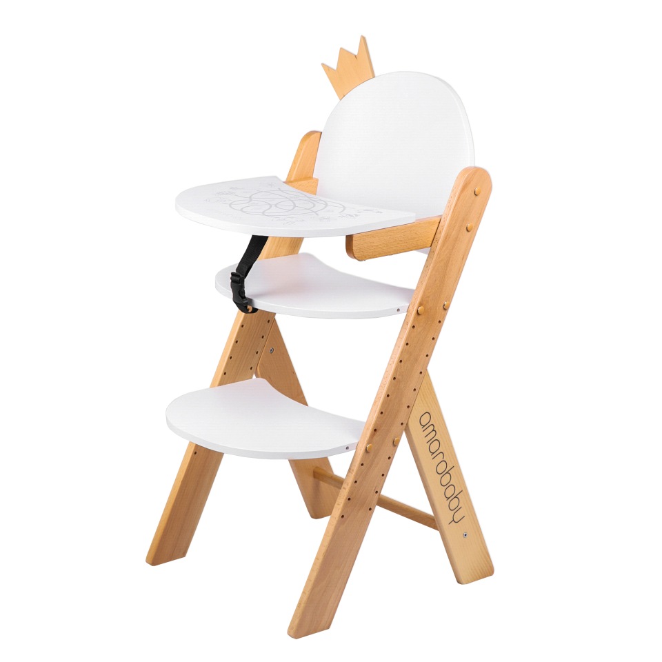 Купить Растущий стул Amarobaby ECO, CROWN, белый, деревянный, массив бука/клееный шпон,