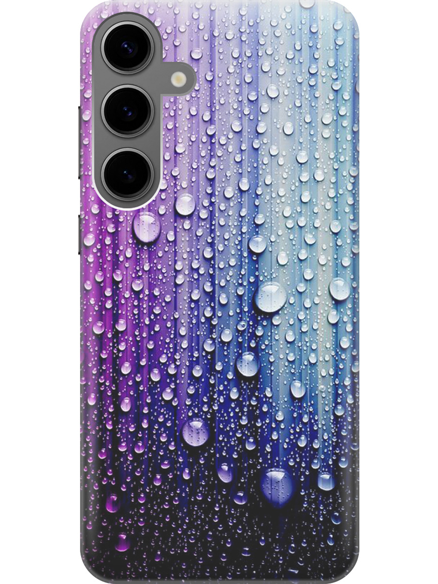 

Силиконовый чехол на Samsung Galaxy S24+ с рисунком "Капли на голубом", Голубой;фиолетовый, 20011905