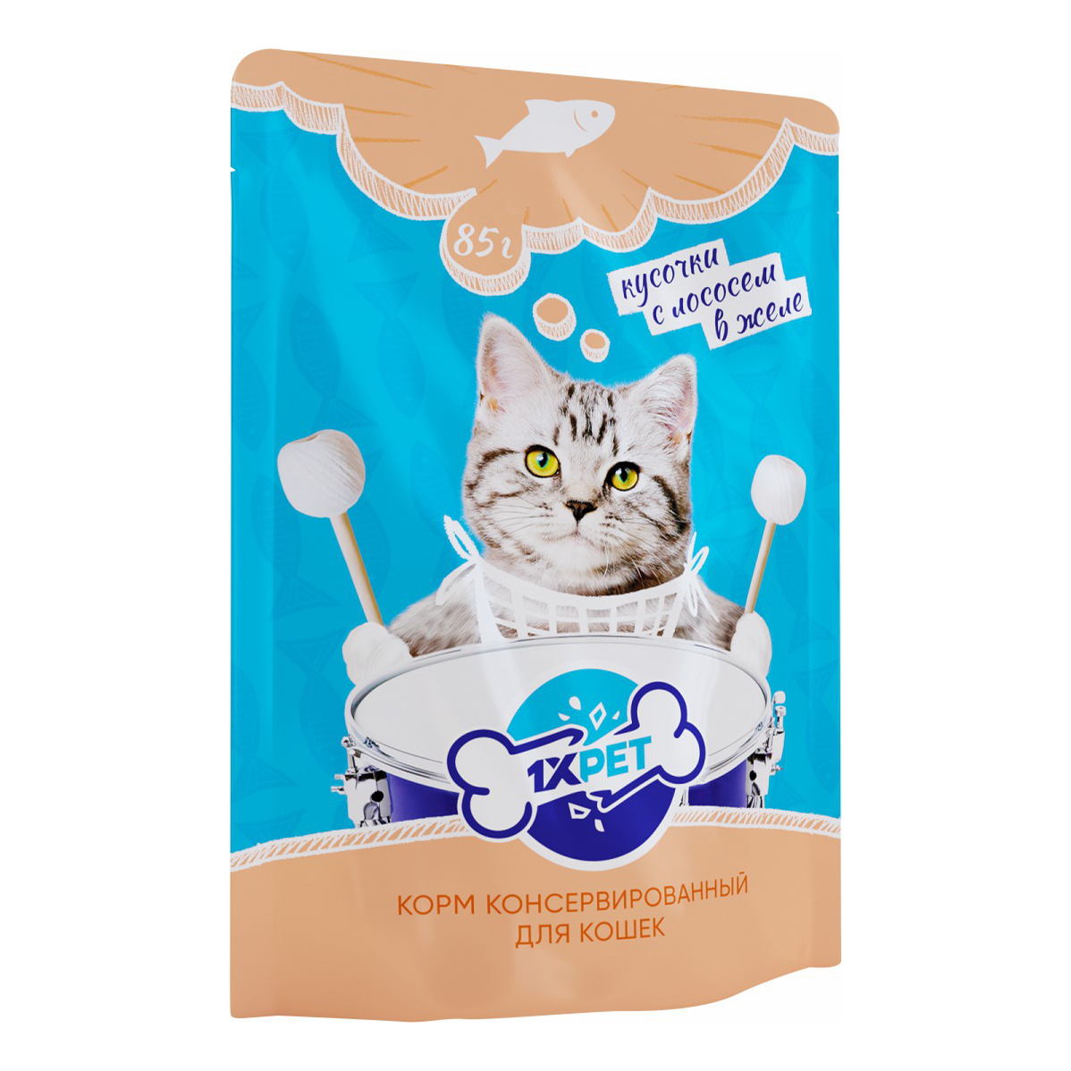 

Влажный корм для кошек 1xpet, лосось в желе, 85 г
